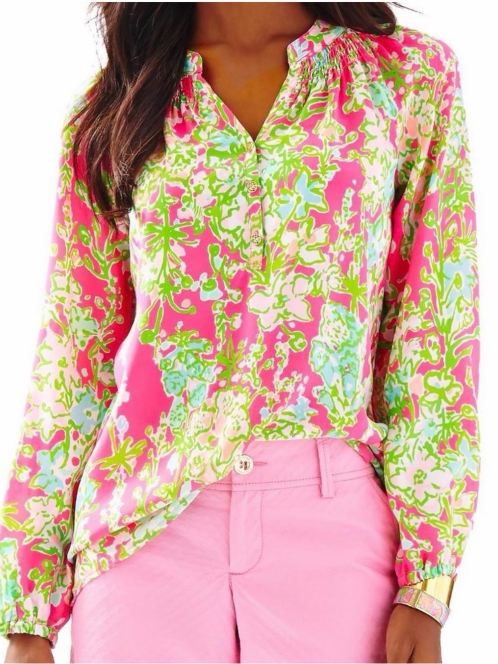 Lilly Pulitzer Southern Charm 100% Silk Elsa Top Size Small RARE - Picture 3 of 13
